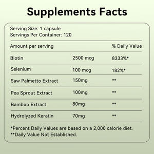 Integratore alimentare Premium OEM/ODM, capsule di biotina da 15,000mg, capsule di complessi di bellezza per capelli, pelle e unghie - Product Image 2
