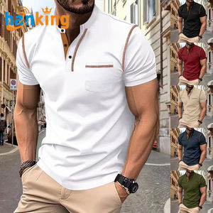 Camiseta Henley de Manga Corta para Hombre Ehanking, Informal, de Color Sólido, Transpirable, para Golf, Deportes, con Bolsillo de Poliéster - Product Image 2