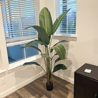 PZ-2-5 Décoration de Bureau à Domicile Grand Palmier Oiseau de Paradis Artificiel Réaliste au Toucher en Pot, Faux Arbre Tropical Réaliste