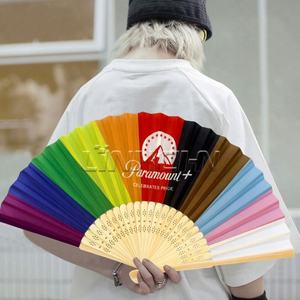 Personalized 21cm Custom <b>Folding</b> Silk Bamboo <b>Hand</b> <b>Fans</b> - Product Image 1