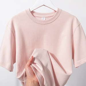 <span class=keywords><strong>100</strong></span>% algodón puro 400 Gsm ajuste suelto sólido comprimido estilo Casual camiseta de gran tamaño estampado pesado tela de punto en blanco - Product Image 3