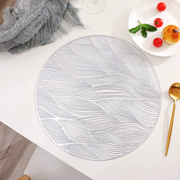 Set de table rond en PVC doré, imperméable, résistant à l'huile, résistant à la chaleur, lavable, pour dîner, mariage, banquet