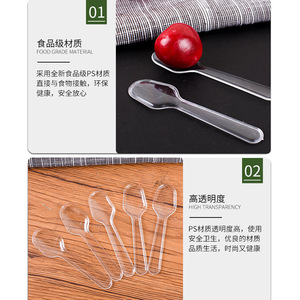 Disposable Transparent Plastic <b>Mini</b> Tasting Spoons For Yogurt Ice Cream Pudding Catering Use 100 <b>Pcs</b> - Product Image 3