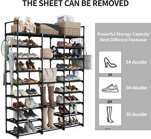 נעל schoenkast נעל סלע מדהים מגפיים אחסון הצג נעליים מתכוונן במבוק מארגן 9 שכבות - Product Image 2