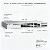 Cisco Catalyst 9200L C9200L-24T-4X-A Switch Gigabit de 24 Puertos con 4x10G SFP+ Uplinks, StackWise-80, hasta 8 Switches Gestados Apilables