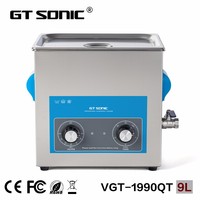 Nettoyeur à ultrasons commercial VGT-1990QT électrique 200W avec minuterie, réservoir en acier inoxydable 9L, pour appareils dentaires et bijoux, 40kHz