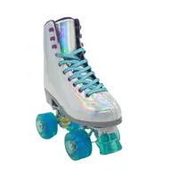 LED Inline Roller Quad Skates, Purple Leather Shoes, Red