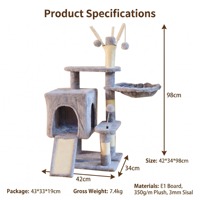 Arbre à chat moderne et écologique en bois, tour pour chat, condo, maison pour chat, intérieur/extérieur, emballage carton, jouet d'activité pour gratter, se cacher et grimper