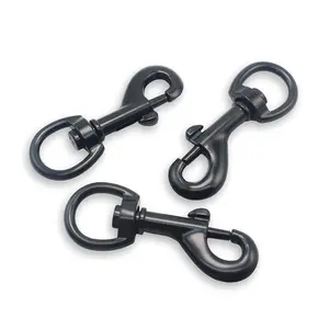 Chaveiro de chaveiro com revestimento de eletroforese preto, gancho giratório com fivela para animais de estimação, gancho de trela para cães, chaveiro para vincular