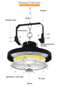 Lampada LED UFO Industriale Lineare da 250W a Potenza Regolabile, 185Lm/W, Potente CCT 3000-6500K per Magazzini - Product Image 2