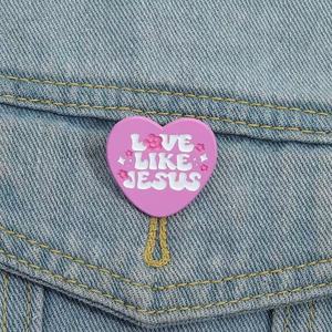 Amour comme jésus émail broches mode rose coeur forme foi chrétienne broches vêtements revers Badges bijoux cadeau pour les amis - Product Image 1