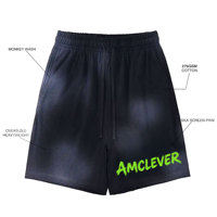Shorts de sport amples pour homme AMLClever, poids lourd 275g, en coton, de marque tendance, avec logo personnalisé