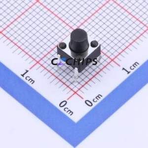 YTS1R0012EBT00 Tactile Switch Through hole Component (THT),6x6mm Switch Single Pole Single Throw Round Button 2.5N Through Hole - Product Image 1