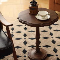 Mesa de Centro Pequeña de Madera Maciza Estilo Francés Vintage, Mesa Auxiliar para Sala de Estar, Espacios Pequeños, Mesa de Noche de Inspiración de Mediados de Siglo