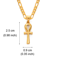 Collar con Colgante de Cruz Egipcia de 2.5CM, Ankh Unisex, Color Dorado, Joyería Africana para Bodas y Fiestas - Llave del Nilo # 057006B