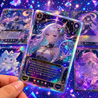 Cartes à collectionner TCG Anime personnalisées OEM, designs sur mesure, papier écologique, holographiques brillantes, cartes de jeu rares étoiles, jeux de cartes.