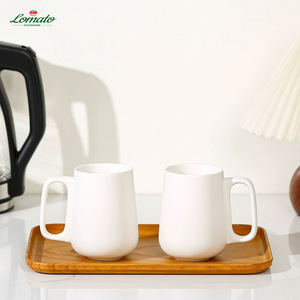 Matte Ceramic Mug With Square <b>Loop</b> Handle 430ml Modern Coffee Cup Custom Logo For Hotel Restaurant Wholesale - Product Image 5