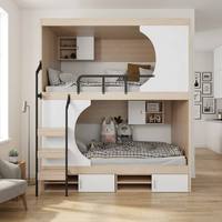 Lit superposé contemporain en bois pleine grandeur pour appartement, idéal pour dortoir, mobilier commercial