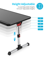 Tablette pour ordinateur portable SAIJI pour lit, pliable et réglable, table pour ordinateur portable noire, plateau de lit pour bureau à domicile, table d'étude