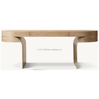 Bureau de direction moderne haut de gamme style RH en bois massif, avec pieds en métal courbés, idéal pour le bureau à domicile et la villa