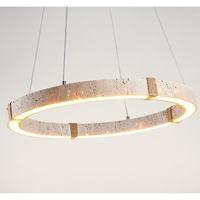 Lustre suspendu en travertin Wabi Sabi pour salon, chambre à coucher, maison