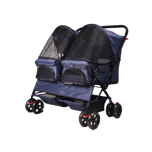 Foldable 4-Wheel Double Stroller for Cats and Dogs - Premium Pet Travel  Carrier in Various Colors for Small Animals