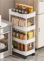 Étagère de rangement multi-niveaux mobile sur pied pour cuisine, salon, armoire - Chariot à collation pliable en plastique écologique