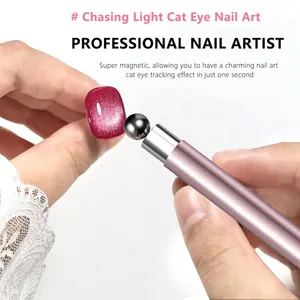 Imán para Uñas de Acero Inoxidable con Diseño de Ojo de Gato, Herramienta de Doble Cabeza Cilíndrica con Cuentas Magnéticas Reutilizables para Salones de Uñas y Uso Doméstico - Product Image 3