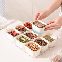 Plateau de service divisé pour épices écologique avec couvercles, 9 compartiments, récipient de stockage en silicone scellé pour fruits et légumes