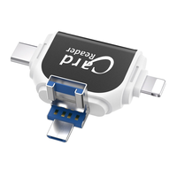 Adaptador OTG 4 en 1, lector de tarjetas Micro/tipo C TF, convertidor de Metal Compatible con USB A/tarjeta CF de 8 pines, lector de tarjetas inteligentes múltiples de alta velocidad