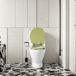 Modern Round MDF <strong>Toilet</strong> <strong>Seat</strong> <strong>Quick</strong> <strong>Release</strong> Soft Close Model, Glossy Avocado Green Paint Wood <strong>Toilet</strong> Cover - Product Image 5