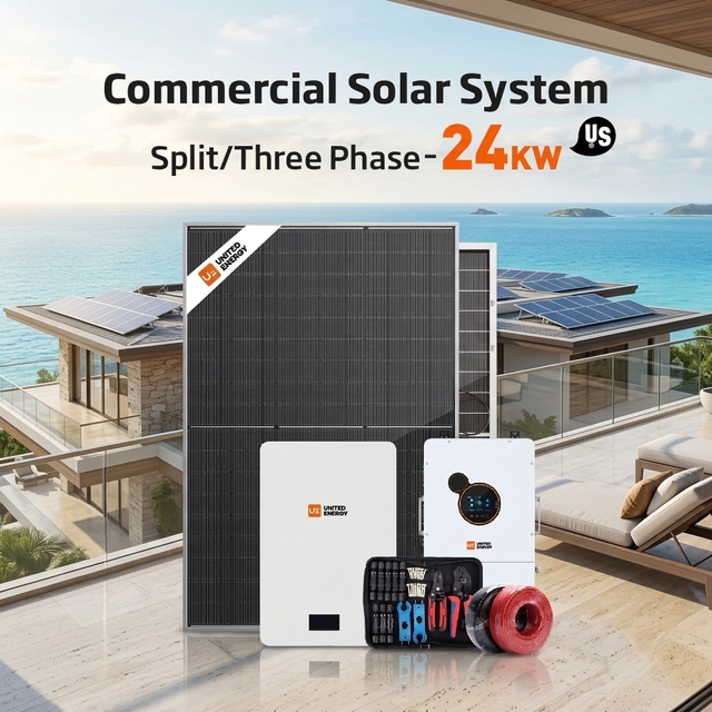 Residential 24kW Solar System 50kWh Battery Backup for Whole House with Wall Mounted 48V 200Ah Battery Modules