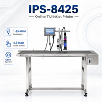 Impresora de inyección de tinta TIJ 2.5 IPS-8425 de 1-25.4MM en línea con transportador, codificador de inyección de tinta térmica TIJ para bolsas de plástico y embalaje.