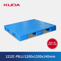 Palette en plastique KUDA 1212C-PBJJ, planche plate en plastique, planche anti-humidité pour entrepôt industriel 1200x1200x140mm