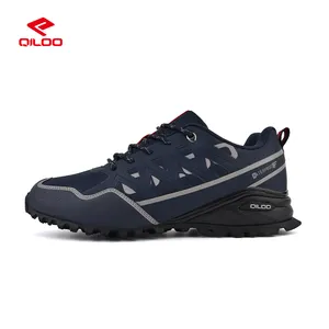 QILOO High Quality Men's Sport Shoes Custom Logo Wholesale Waterproof Hiking Shoes Black High Heel For Spring Season