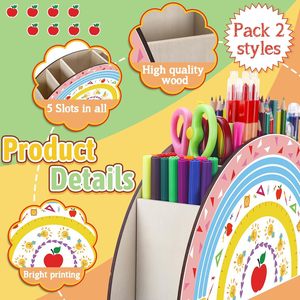 Portapenne in Legno a Forma di Arcobaleno |   Organizzatore per Oggetti Artistici da Scrivania |   Regalo di apprezzamento per insegnanti e decorazione da scrivania per forniture scolastiche - Product Image 6