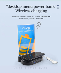 2025 recién llegado, estación de carga Multi en <span class=keywords><strong>uno</strong></span>, menú de publicidad de escritorio, Banco de energía, cargador inalámbrico de mesa, Banco de energía - Product Image 2