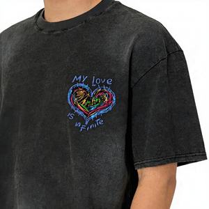 Camiseta de Manga Corta para Hombre, Estilo Informal, con Estampado de Moda, Gruesa y Versátil, con la Frase "Mi Amor Es Infinito" - Product Image 3