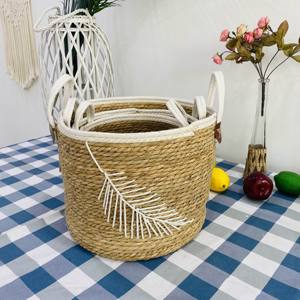 Robuste, hand gefertigte, doppels chichtige Baumwoll seil griffe Rush <span class=keywords><strong>Grass</strong></span> Basket Langlebige Seegras-und Wasser hyazinthe für den täglichen Gebrauch - Product Image 6