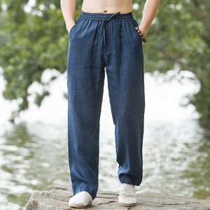 Men Plus Size <strong>Drawstring</strong> 100% <strong>Linen</strong> White <strong>Pants</strong> Lightweight Loose Wide Leg Trousers - Product Image 2