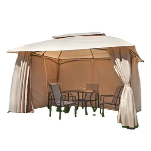 green Incbruce Outdoor Fabric/Steel Canopy Tent 10x10 Gazebo for Patios, Vented Polyester Fabric Gazebo with Mosquito Netting