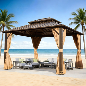 Pavillon extérieur résidentiel en aluminium robuste, gazebo à double toit métallique, imperméable, écologique, pergola <span class=keywords><strong>de</strong></span> cour, auvent d'hôtel - Product Image 3