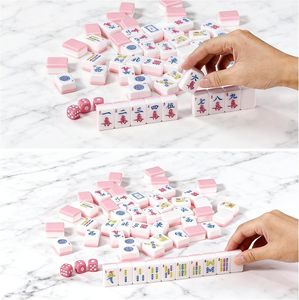 Juego de Mahjong Completo de 166 Fichas Premium de 1.2 Pulgadas, Color Blanco Marfil, Rosa - Product Image 6