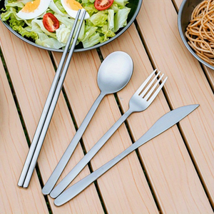Cuchara de titanio, tenedor, cuchillo, juegos de cubiertos, vajilla portátil para equipo de Camping al aire libre, juego de cubiertos para acampar - Product Image 1