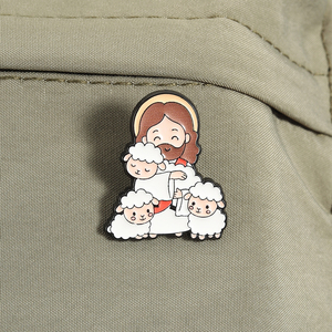 Spille smaltate con tema cristiano di Gesù, Spilla a croce 'Il <span class=keywords><strong>Signore</strong></span> è il <span class=keywords><strong>mio</strong></span> pastore', Distintivo da risvolto, Gioielli all'ingrosso - Product Image 3