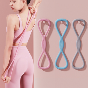 Dabojin Appareil d'étirement en silicone en forme de 8, Corde élastique de fitness et Bande de résistance de yoga antidérapante - Product Image 1