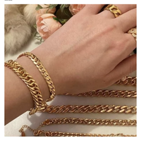 Gelang Rantai Desain Perhiasan Lapis Emas 18k Baja Anti Karat untuk Wanita dan Pria