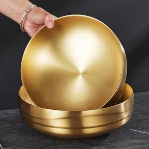 304 Stainless Steel Double Wall Bowl Set Gold And Silver Microwave Safe For Noodle Soup And Cold Noodles - Product Image 3