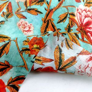 مخصص بنمط زهور الكتان متوسط الوزن فساتين الصيف قمصان منسوجة منسوجات منزلية سادة - Product Image 4