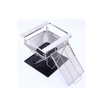 Barbecue au charbon de bois portable commercial pour l'extérieur - Acier inoxydable, hauteur réglable, design moderne pour les fêtes dans la cour